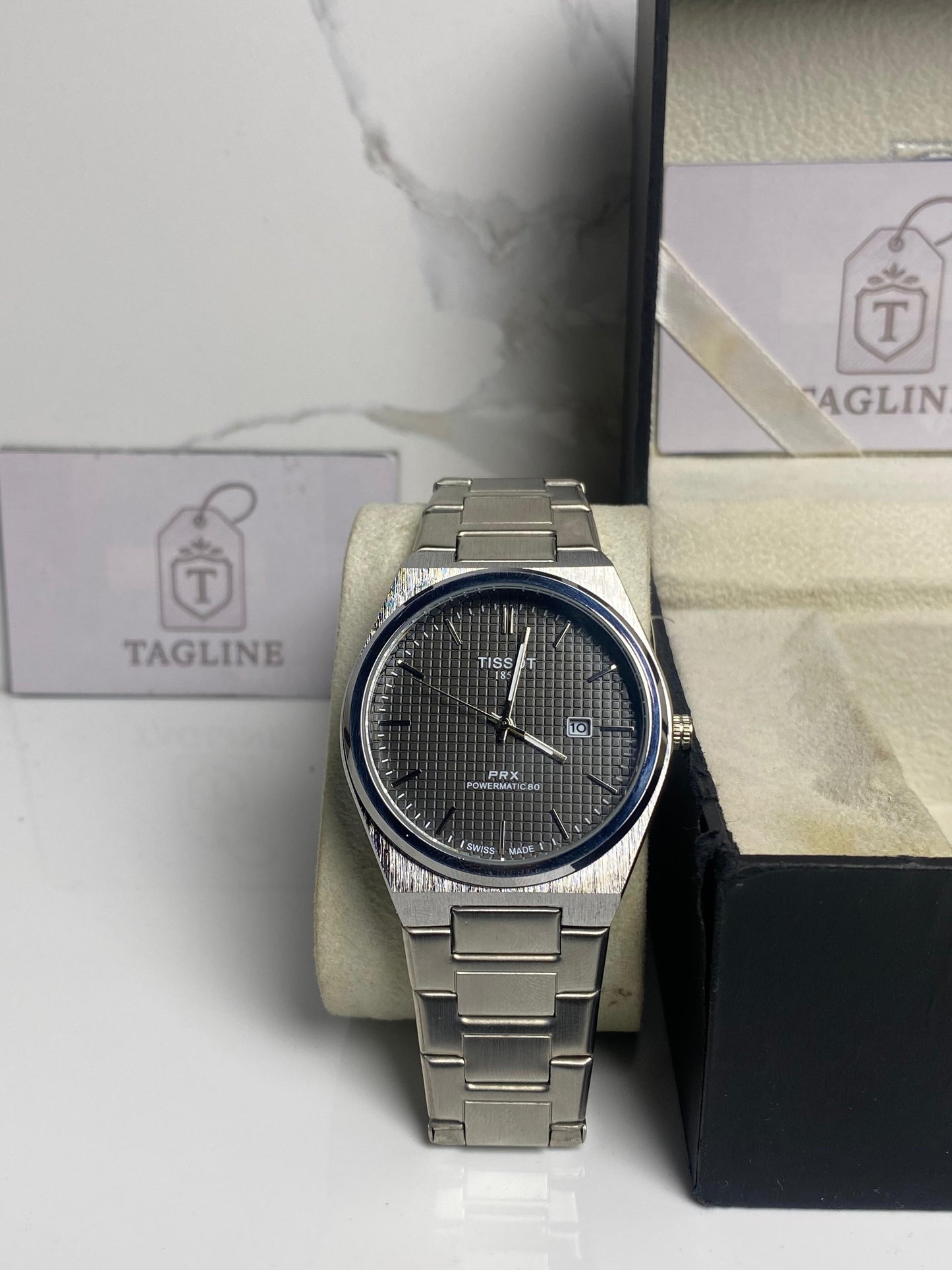 Black Dial Silver Metallic Chain Watch ~ PRX