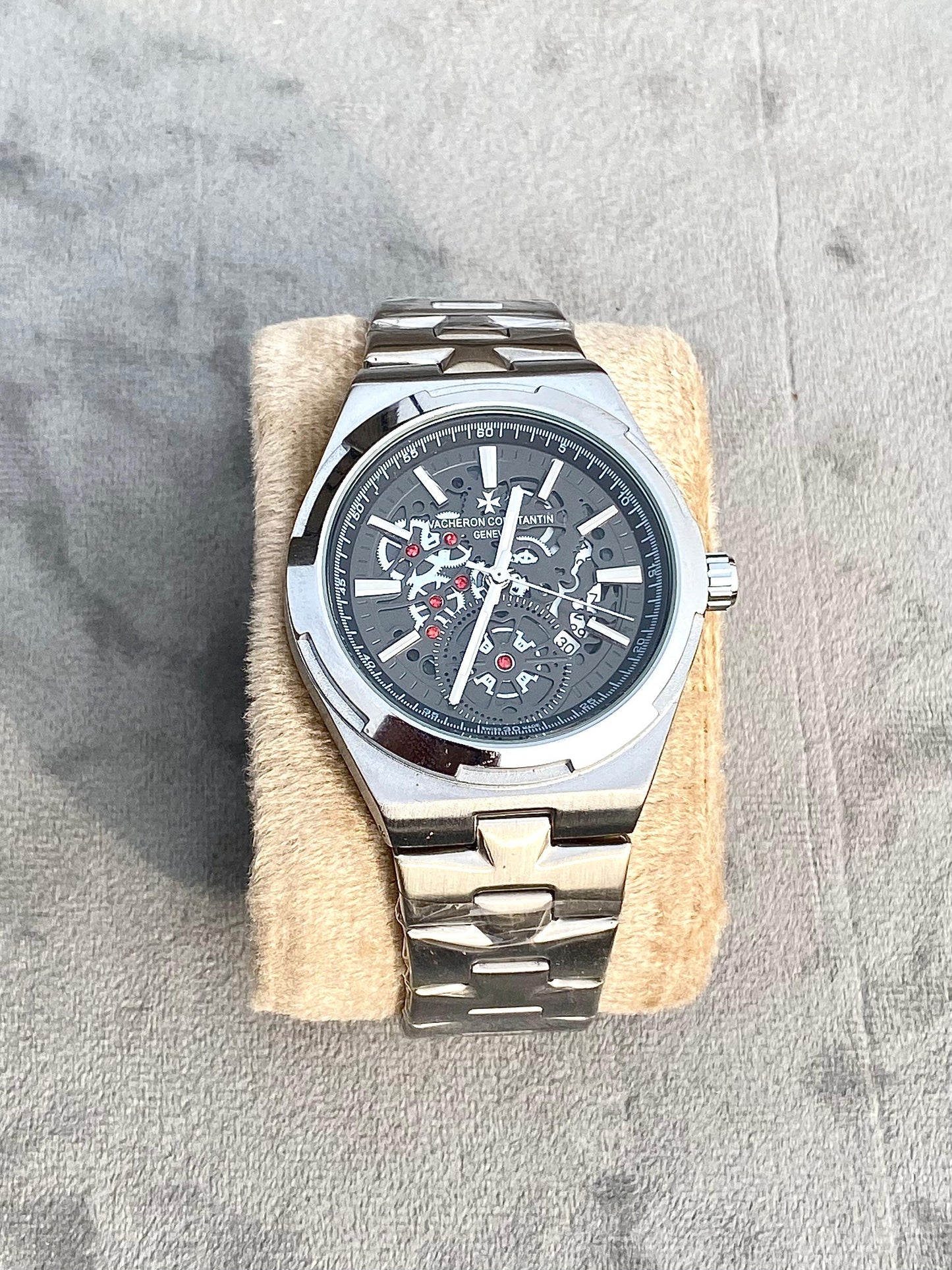 Black & Silver Chronograph chain Watch