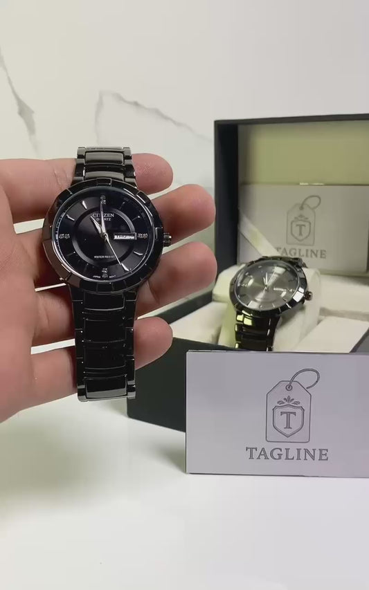 Gun Metallic All black Chain Watch