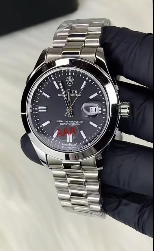 Silver Chain Black Dial High Grade RLX