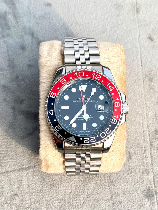 RLX black Dial & Silver chain watch