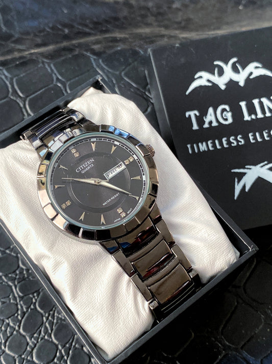 Gun Metallic All black Chain Watch