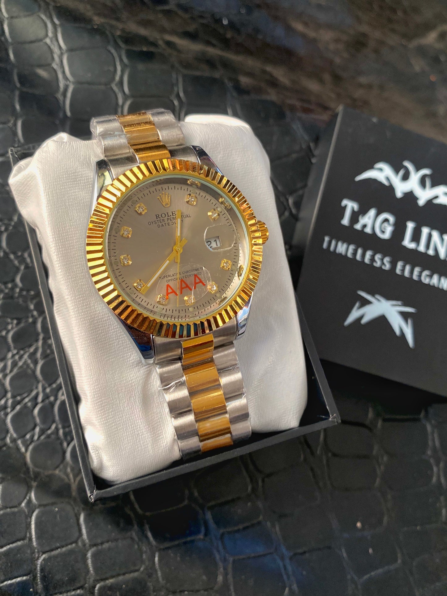High Grade RLX Two Tone chain Watch ~ RLX