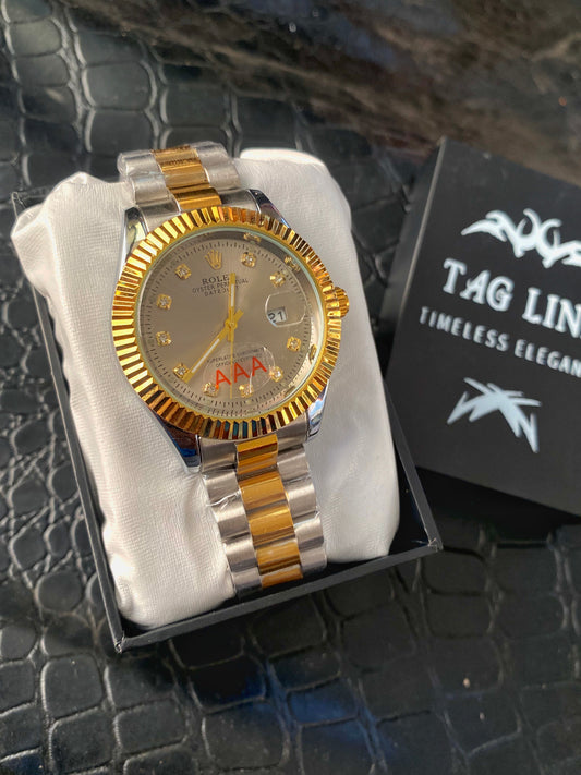 High Grade RLX Two Tone chain Watch ~ RLX