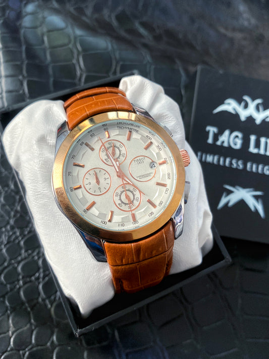 High Grade Brown strap watch with Butterfly lock