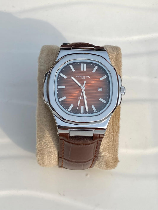 Adorable brown  leather strape watch