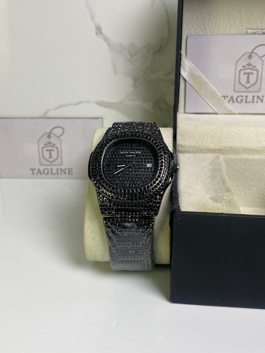 Iced Out Crystal Black PP chain watch-PAT