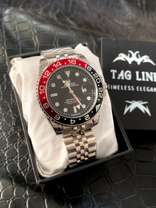 RLX black Dial & Silver chain watch