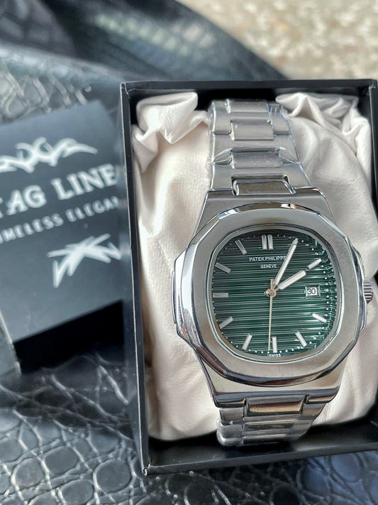 Premium Green Dial & Silver Pp chain Watch - PAT