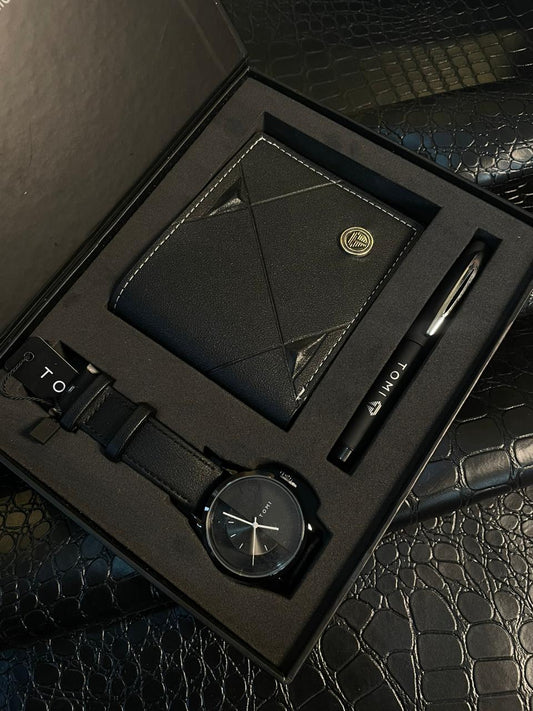 Premium quality gift box with strap watch wallet and pen