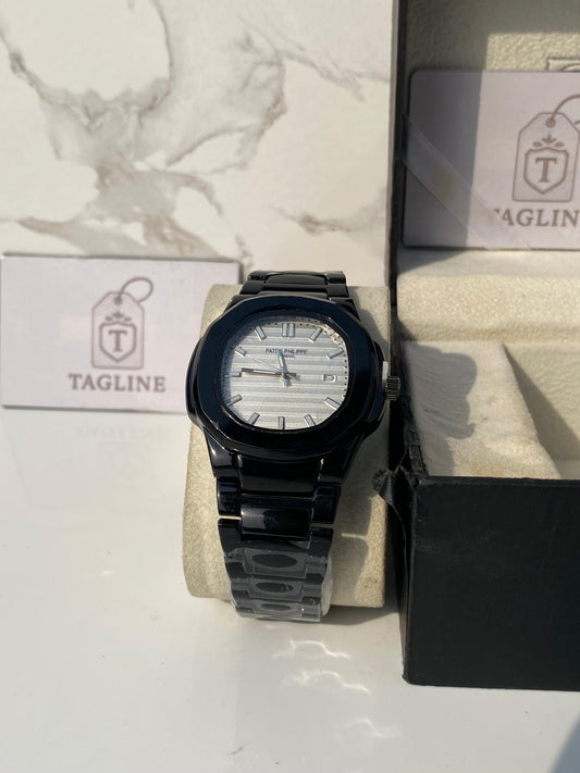 Premium White Dial & Black  PP chain Watch - PAT
