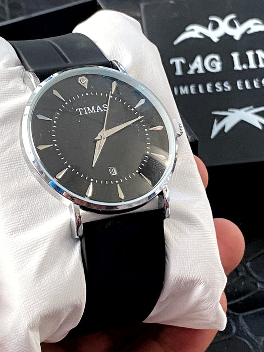 Black Dial Silicone Strap Magnetic Lock Watch Adjustable-TMS