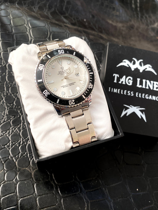 RLX White Dial & Silver chain watch black submariner
