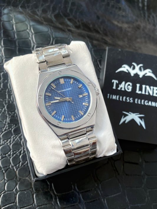 Blue Dial & Silver Chain Watch