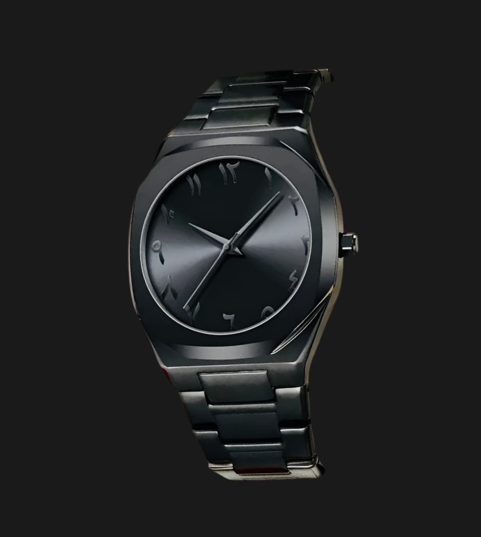 All Black Arabic Aura Watch Metallic Chain