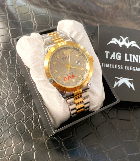 Premium two tone  Gold & Silver RLX chain Watch - RLX