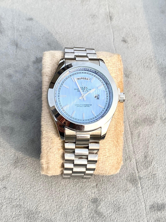 Iced Blue Dial with silver Chain watch RLX