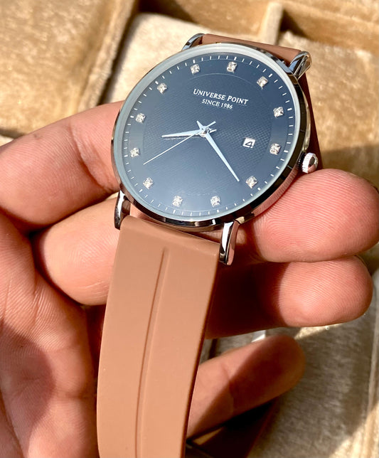 Brown Silicone Strap Black Dial Magnetic Lock watch Adjustable-TMS