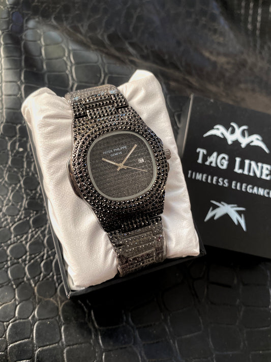 Iced Out Crystal Black PP chain watch-PAT
