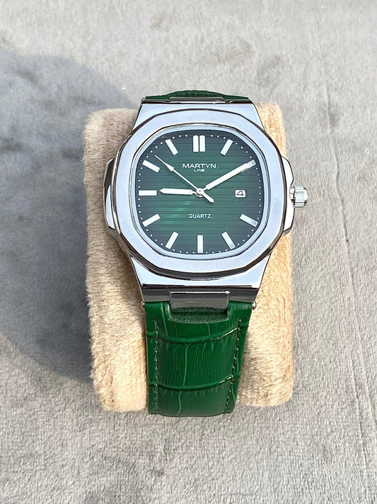 Premium Green Leather  strap watch