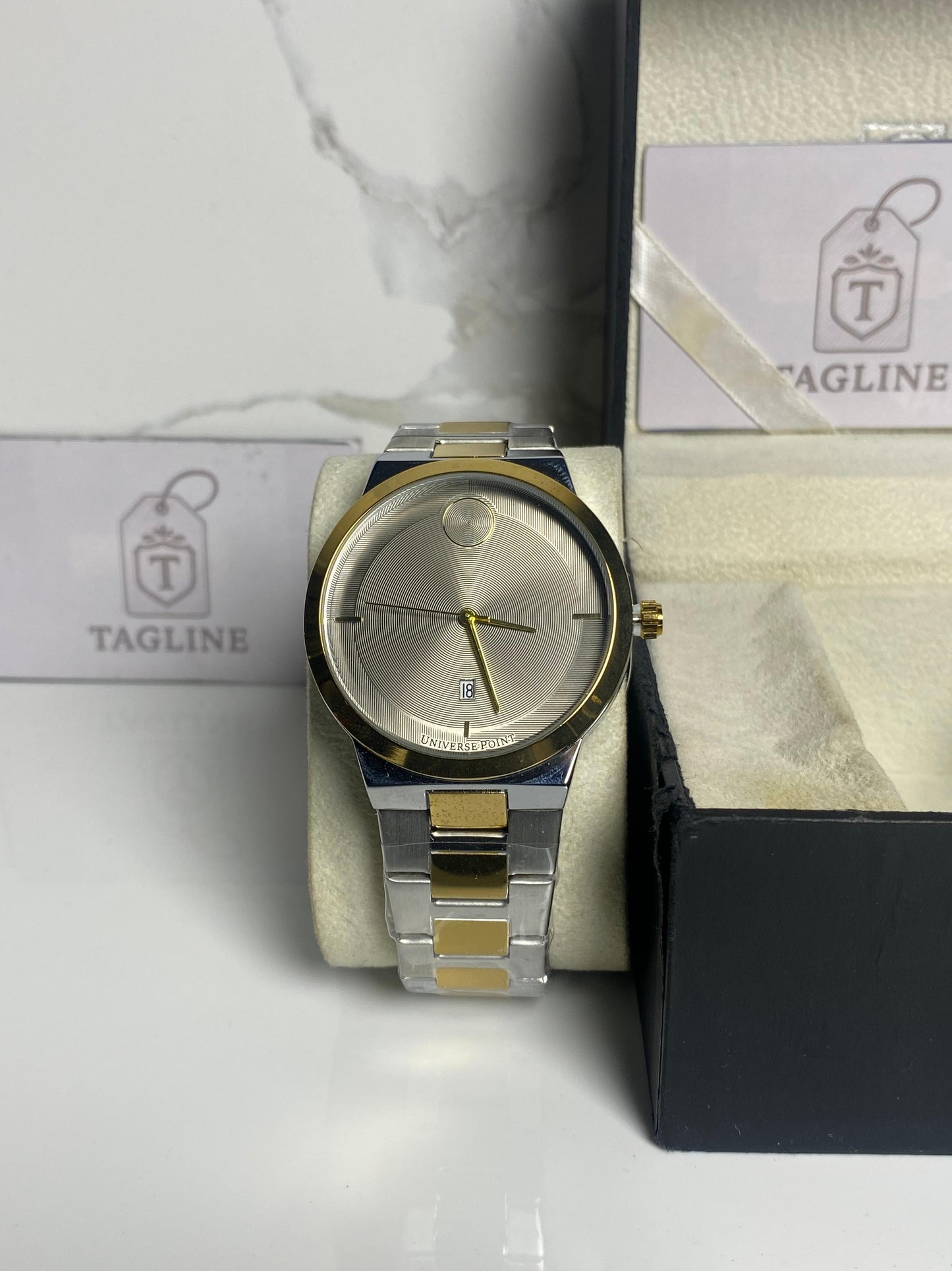 Elegance 2 Tone Ash Grey Dial Chain Watch