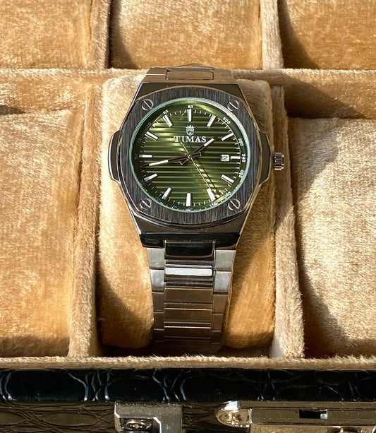 Green Dial Silver Chain Watch-TMS