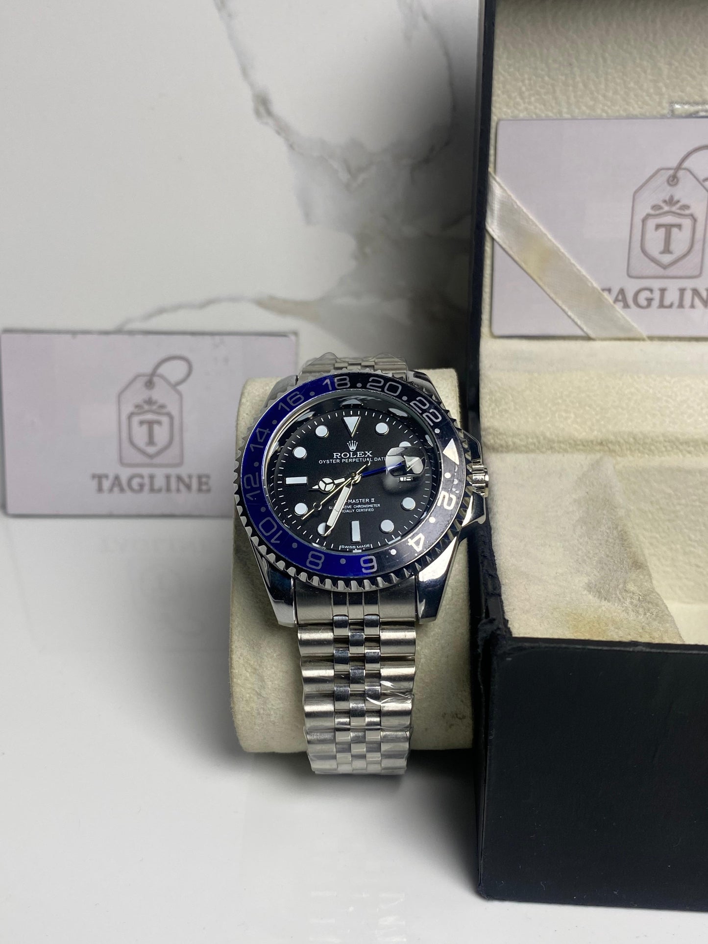 RLX black Dail & silver Chain watch