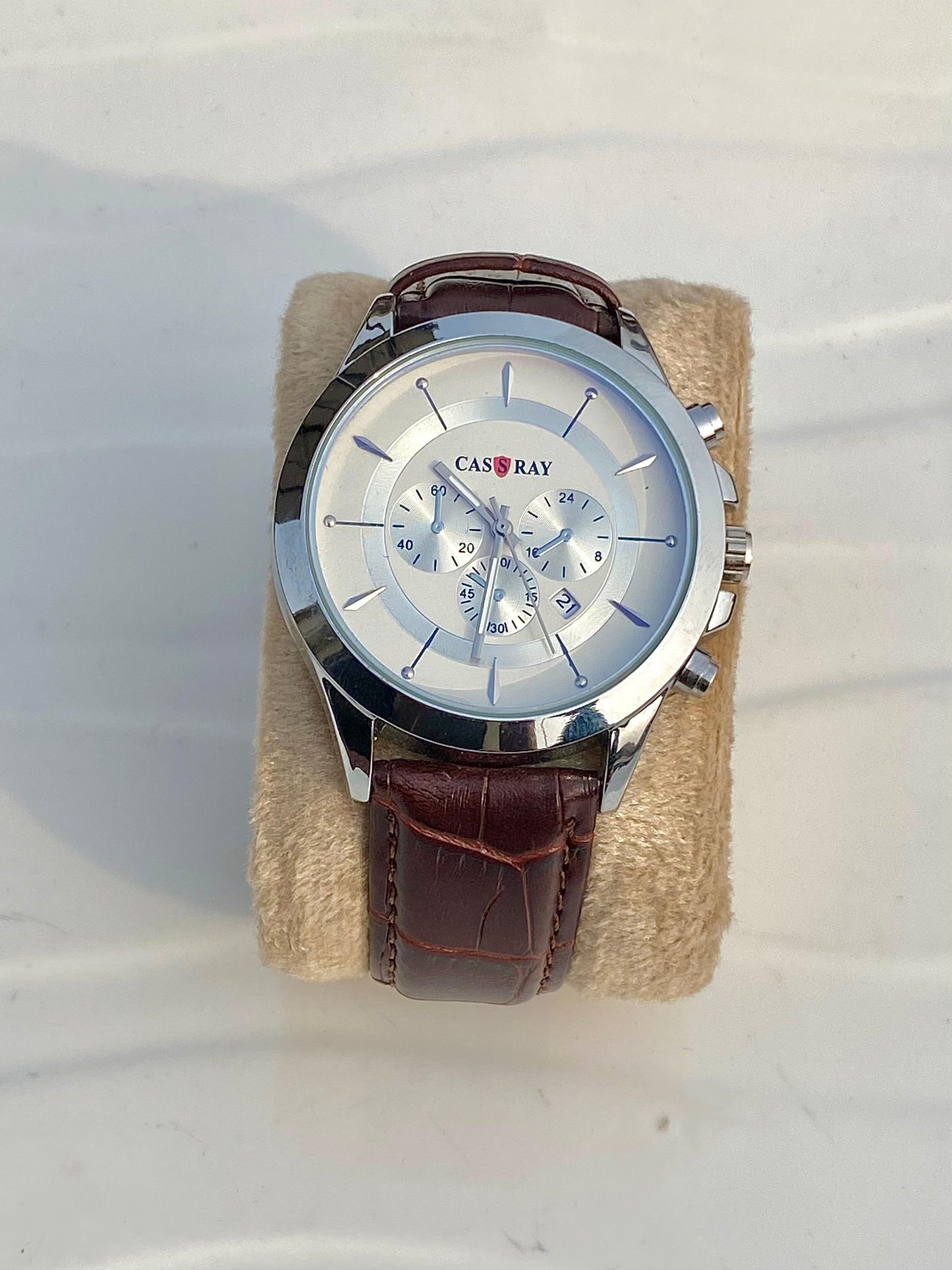 Sleek Brown leather strap watch