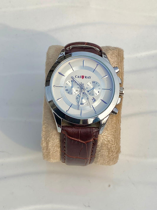 Sleek Brown leather strap watch