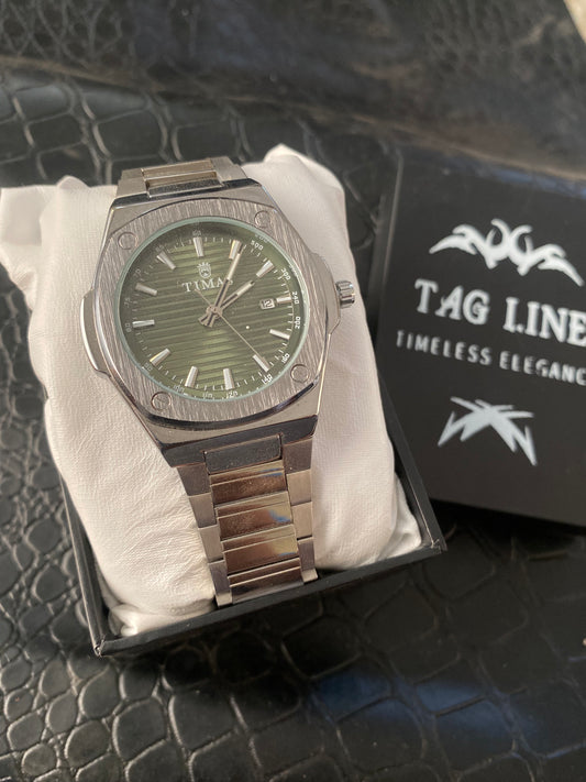 Green Dial Silver Chain Watch-TMS