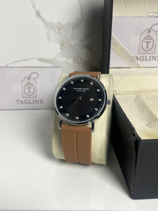 Brown Silicone Strap Black Dial Magnetic Lock watch Adjustable-TMS