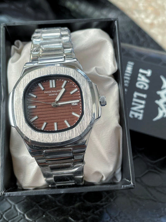 Brown Dial and silver Chain Watch with butterfly 🦋 lock & weight 130 gm -PaT