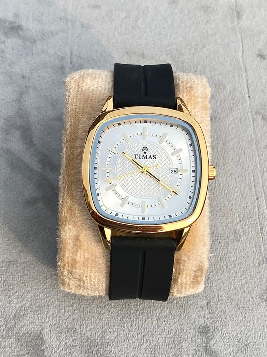 Square White Dial & Black silicone  magnetic Strap watch